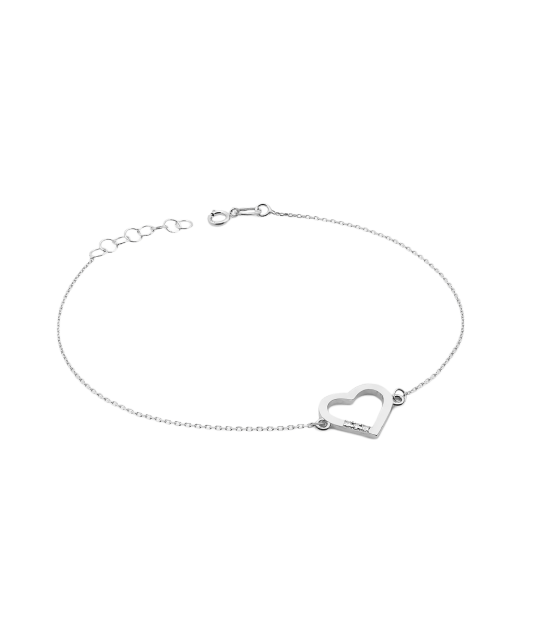 White Gold Bracelet With Diamond Pendant "Heart"