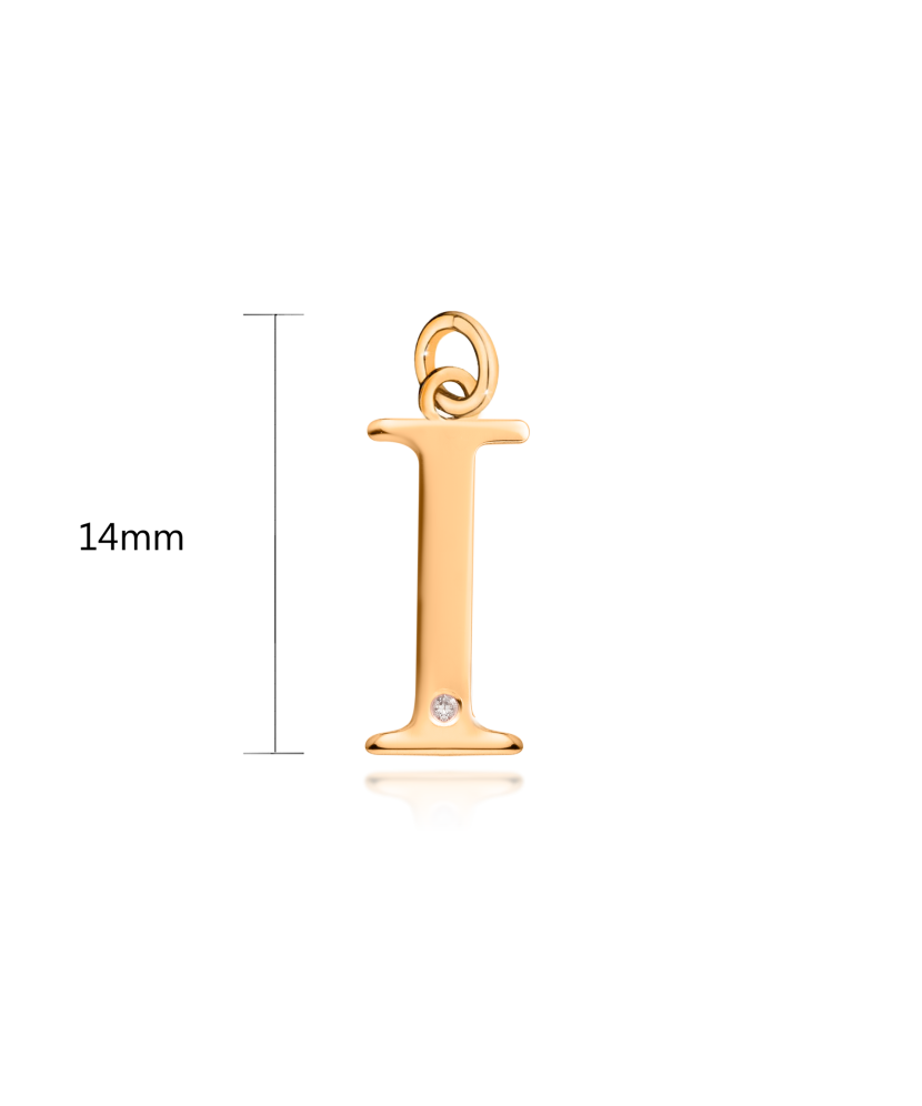 Gold pendant with diamond letter I