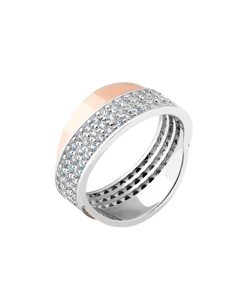 Gold plated silver ring  with zircons