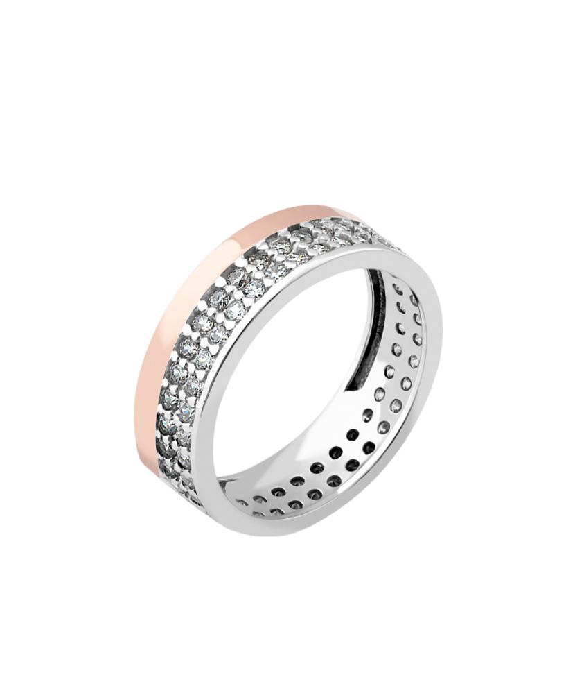 Gold plated silver ring  with zircons