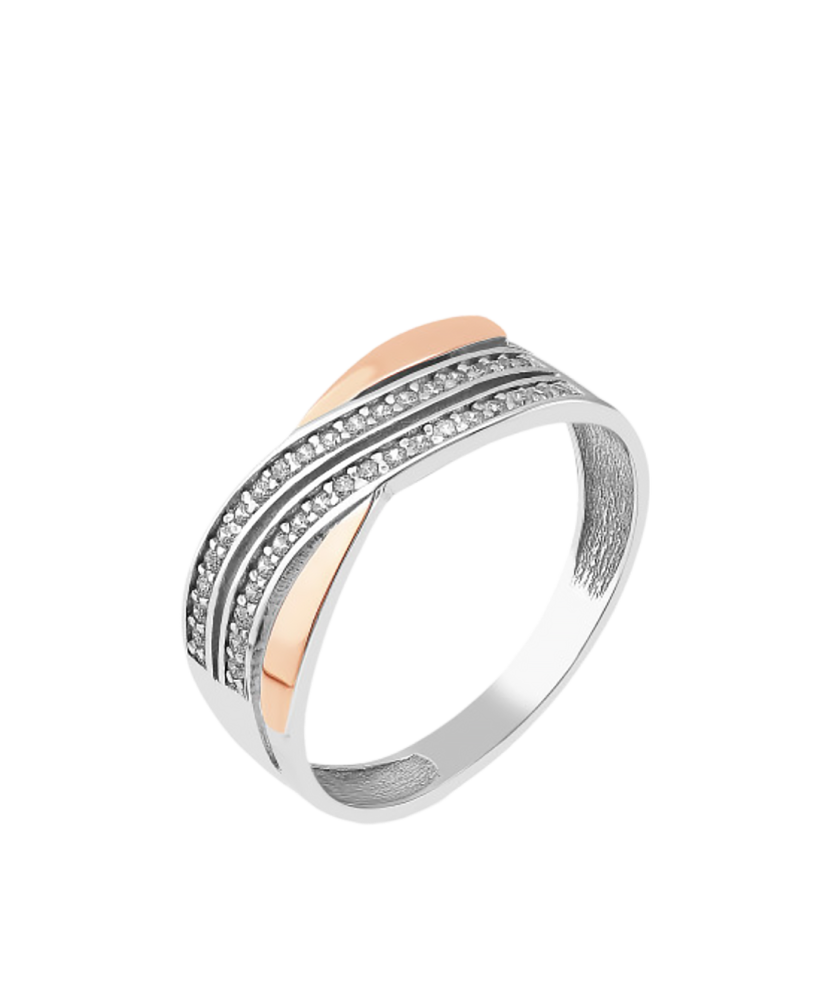 Gold plated silver ring  with zircons