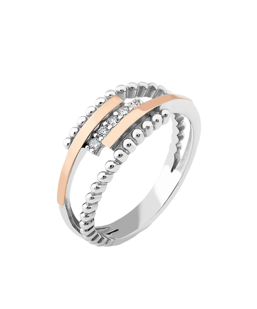 Gold plated silver ring  with zircons