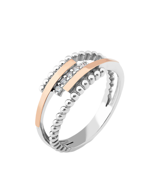 Gold plated silver ring  with zircons