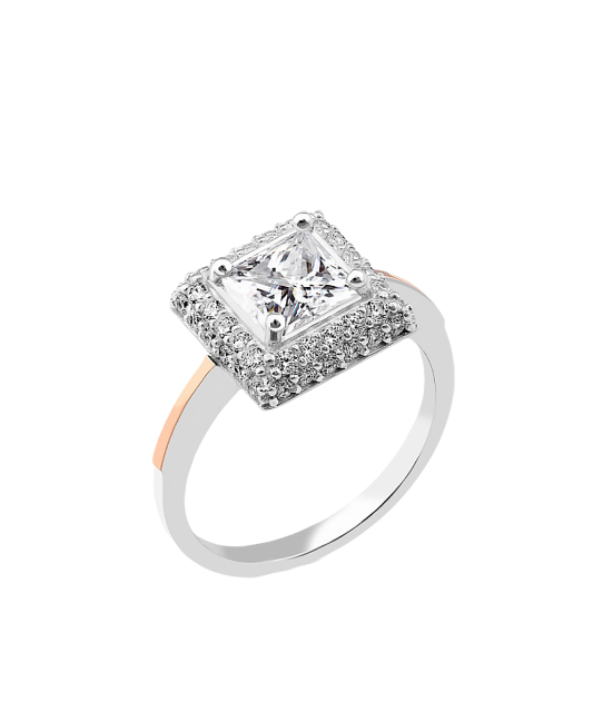 Hopeasormus kullalla peitetty zirkoneilla