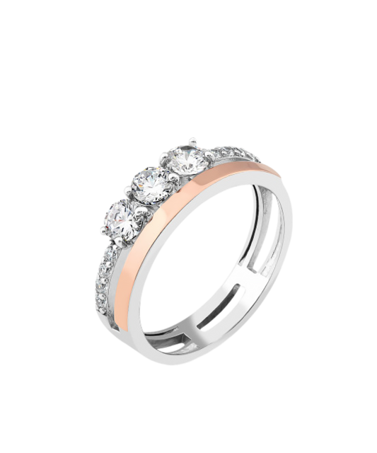 Gold plated silver ring  with zircons