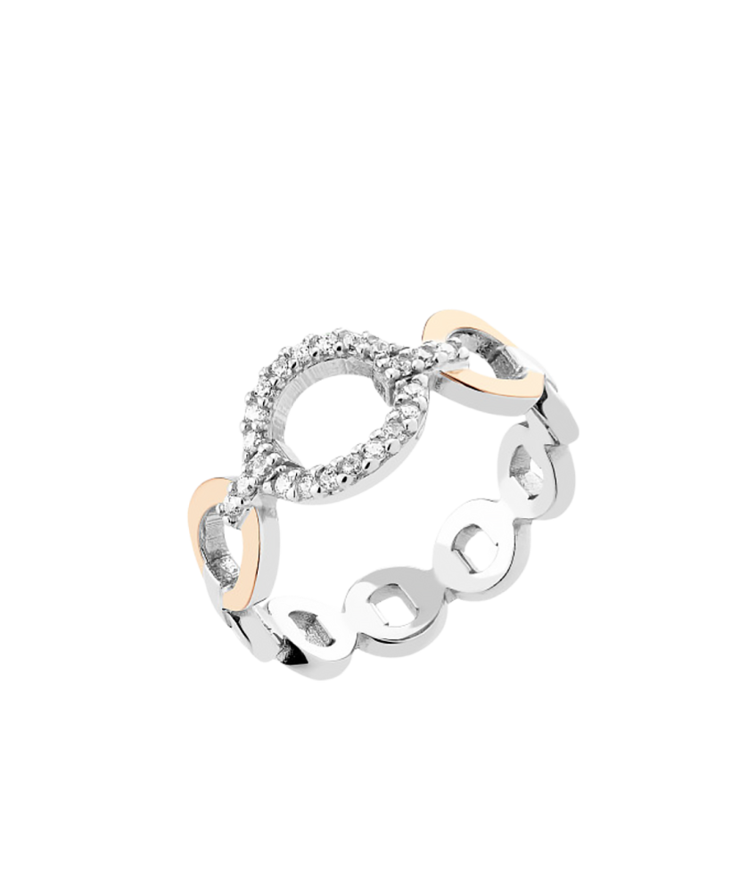 Gold plated silver ring  with zircons