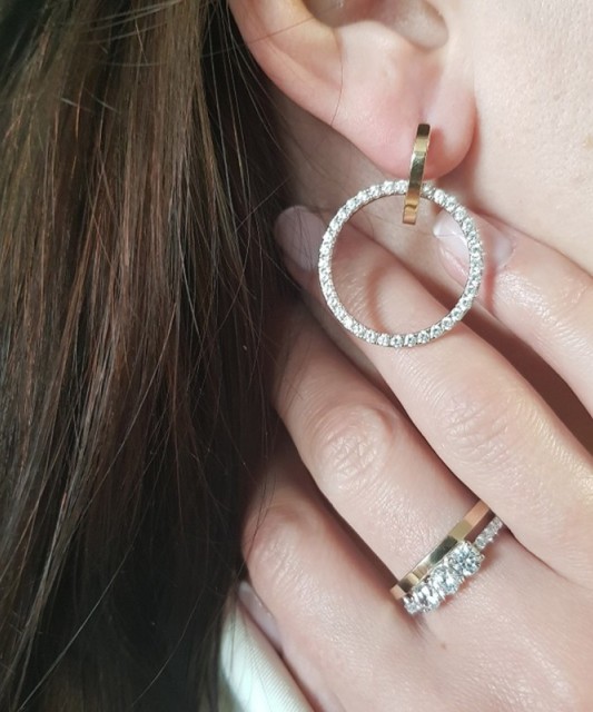 Sterling silver earrings gold plated with zircons