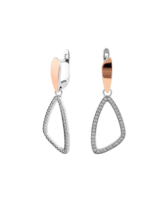 Hopeiset korvakorut peittää kullalla zirkoneilla