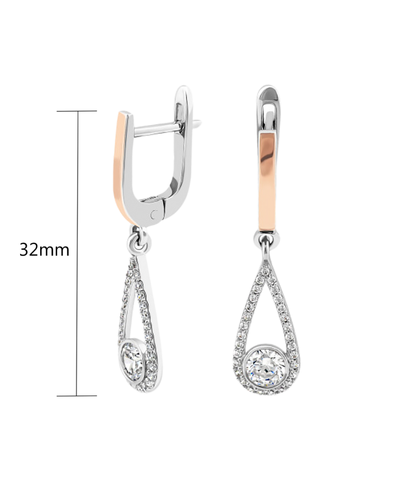 Hopeiset korvakorut peittää kullalla zirkoneilla