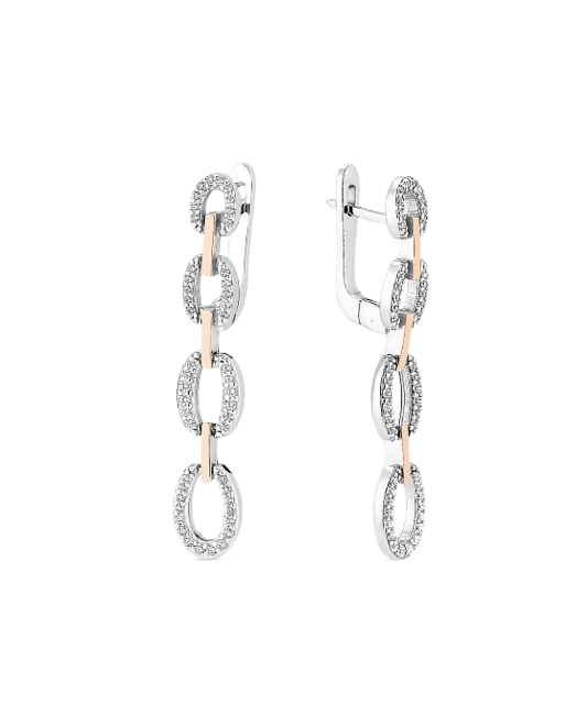 Hopeiset korvakorut peittää kullalla zirkoneilla