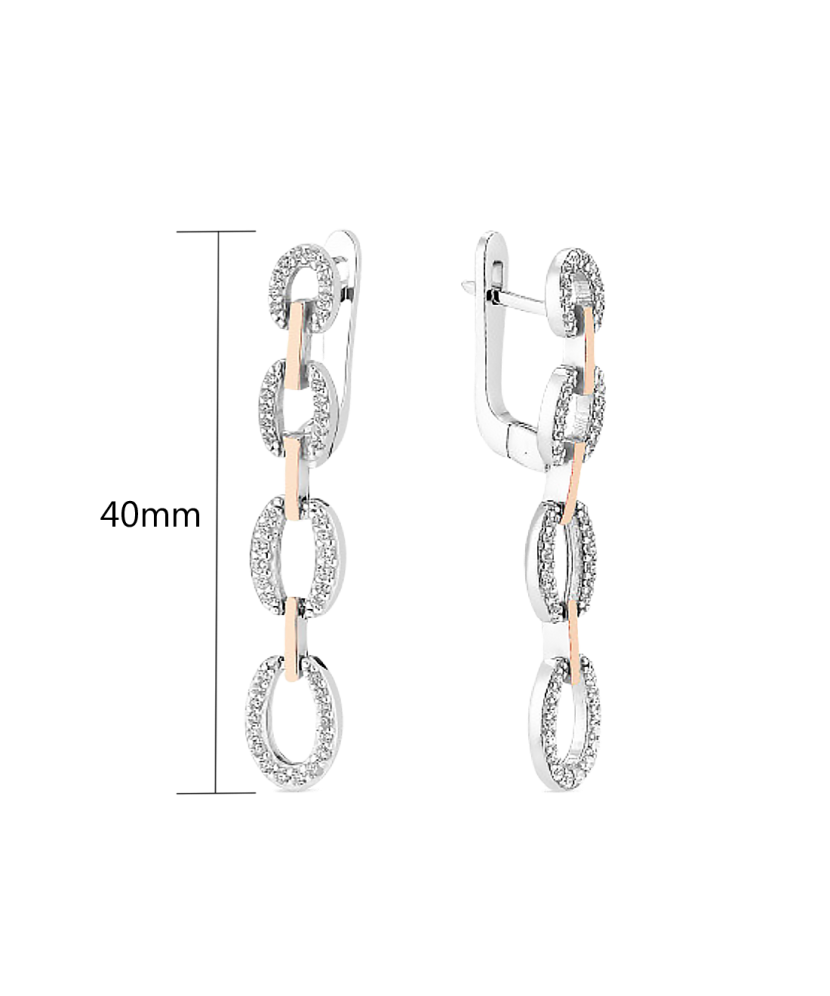 Sterling silver earrings gold plated with zircons