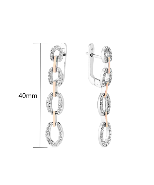 Sterling silver earrings gold plated with zircons