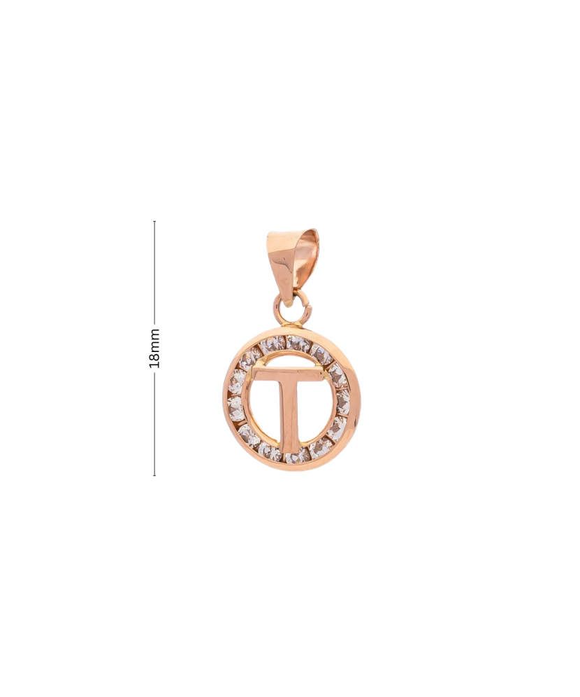 Gold pendant with zircons Letter T