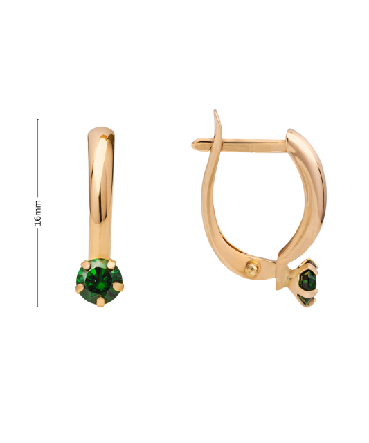 Gold earrings with zircons