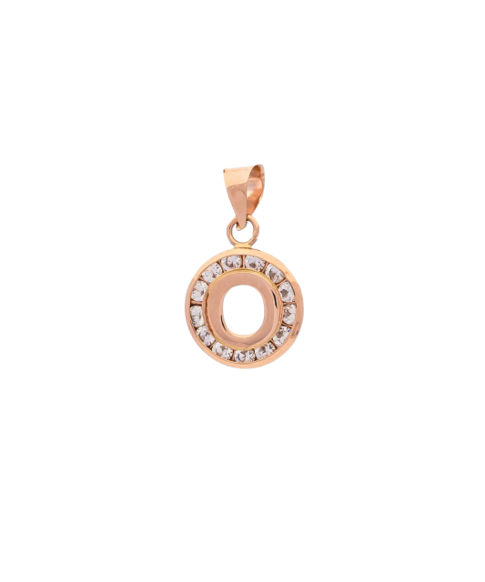 Gold pendant with zircons Letter O