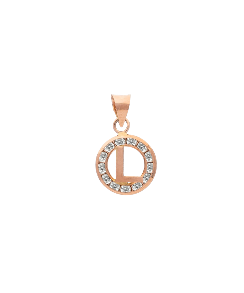 Gold pendant with zircons Letter L