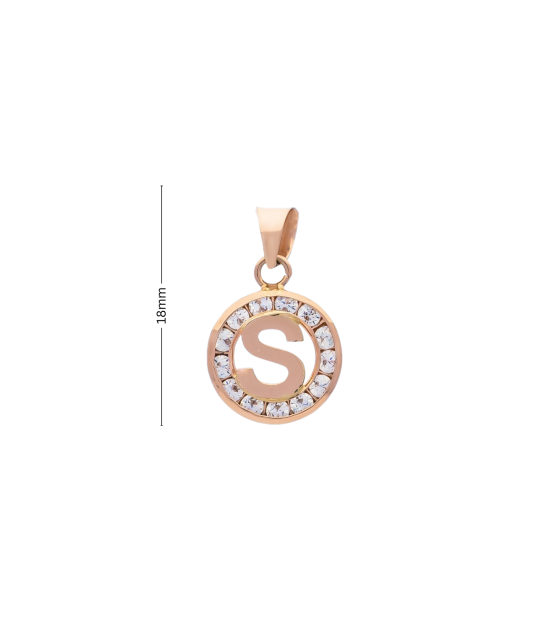 Gold pendant with zircons Letter S