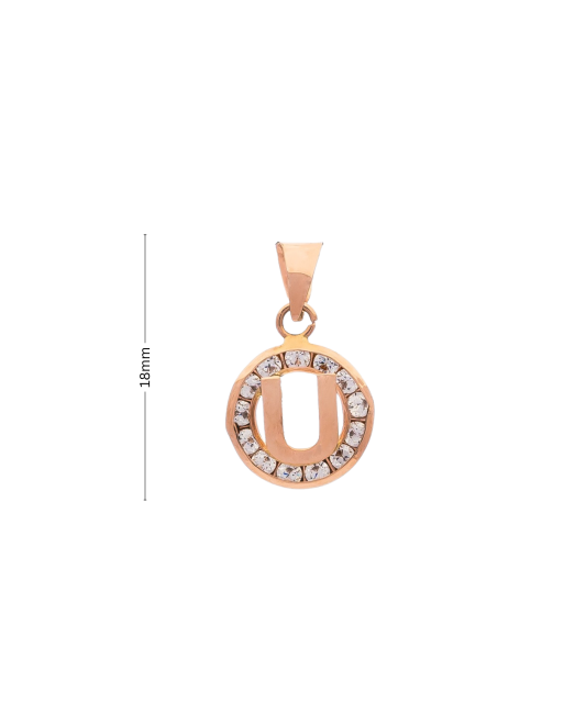 Gold pendant with zircons Letter U