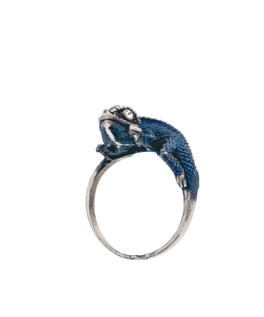 Sterling silver ring with zircons "chameleon"