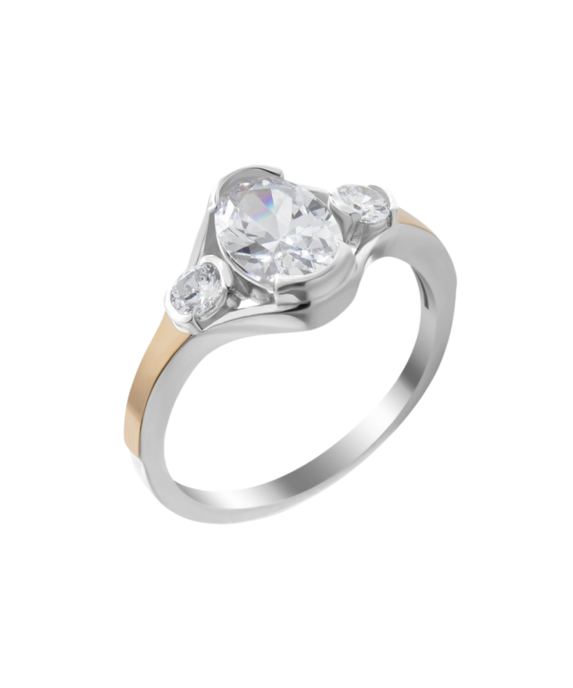 Sterling silver ring gold plated with zircons