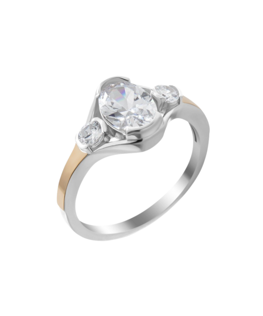 Sterling silver ring gold plated with zircons