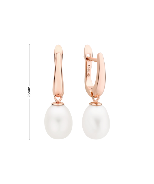 Gilded sterling silver earrings with pearls