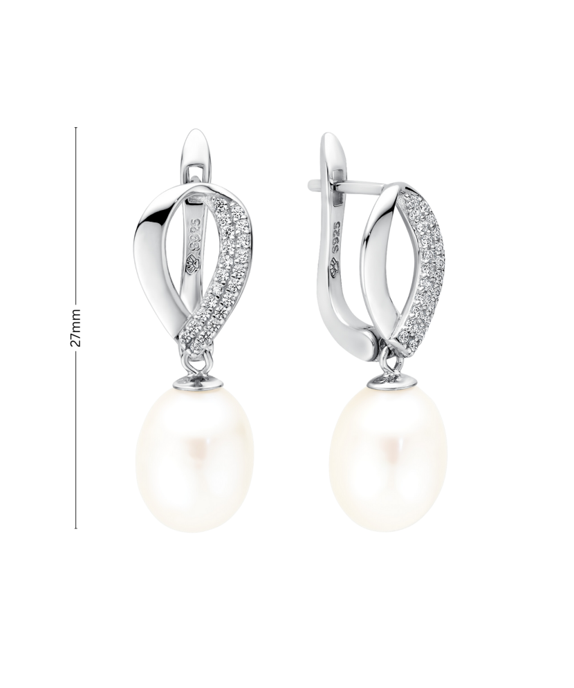 Sterling silver earrings with pearls and zircons