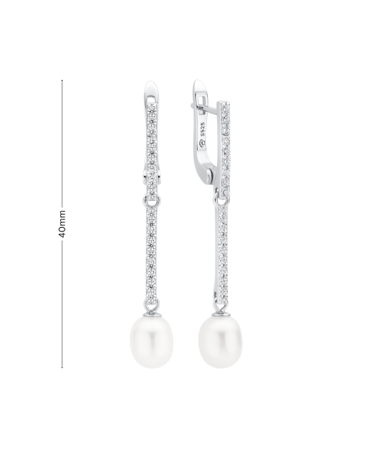 Sterling silver earrings with pearls and zircons