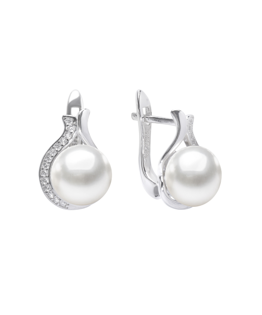 Sterling silver earrings with pearls and zirconium