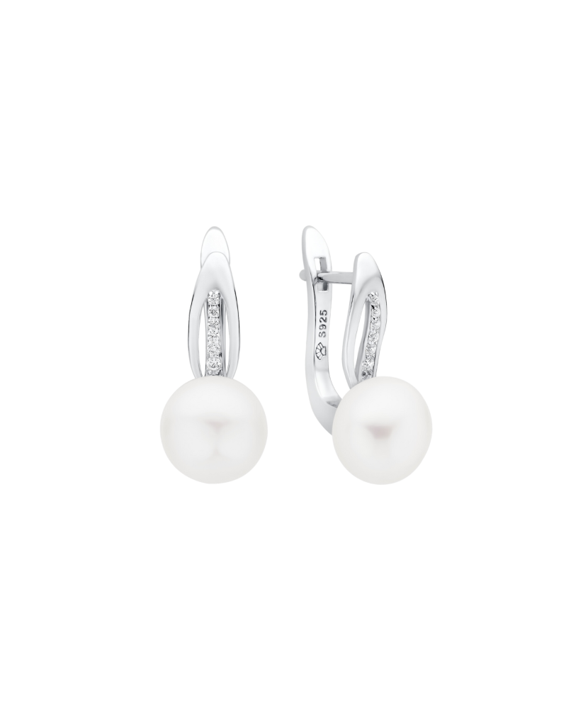 Sterling silver earrings with pearls and zircons