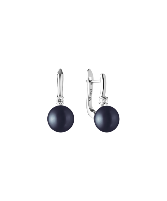Sterling silver earrings with pearls and zirconium