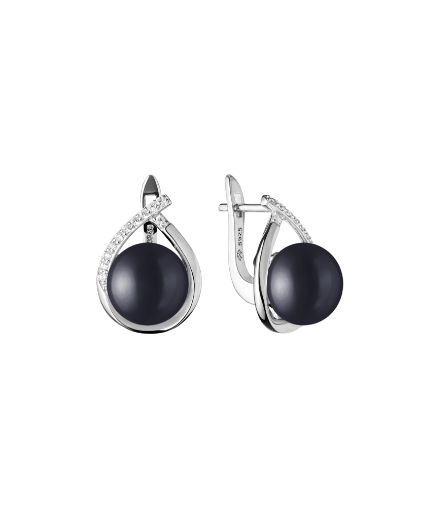 Sterling silver earrings with pearls and zircons