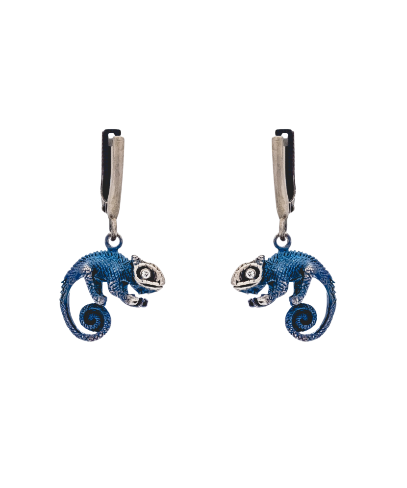 sterling silver earrings with zirconium "chameleon" Goldinga 03111