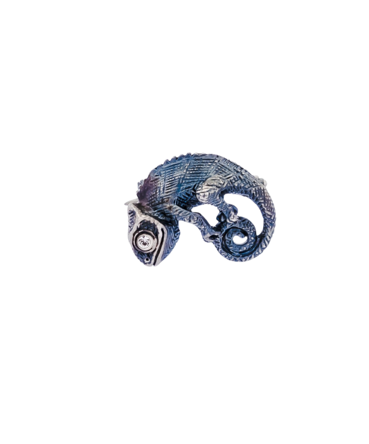 Sterling silver  brooch with crystal "chameleon"