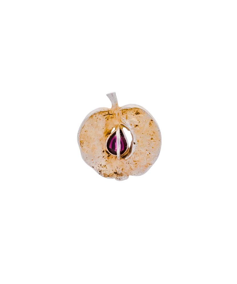 Sterling silver  brooch with garnet "Apple"