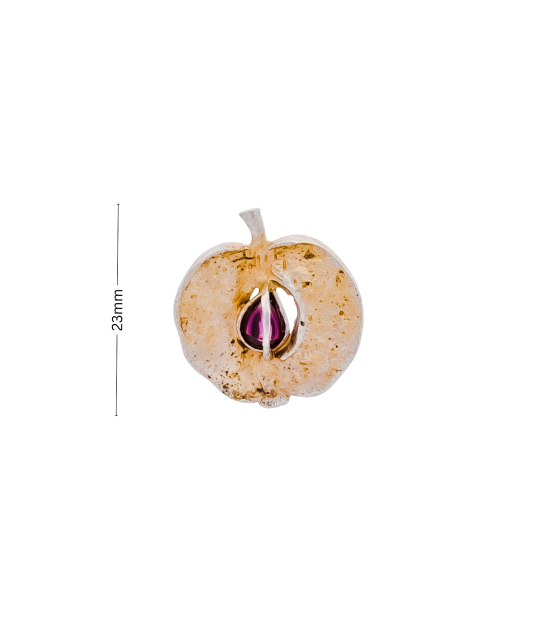 Sterling silver  brooch with garnet "Apple"