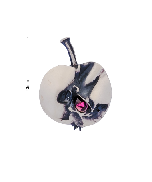 Sterling silver  brooch with garnet "apple"
