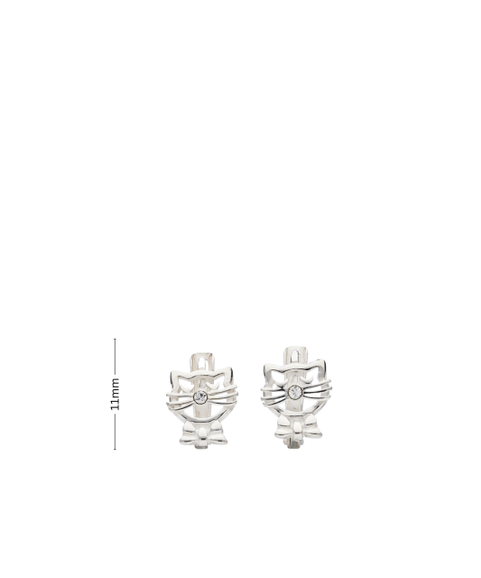 Sterling silver earrings with zircons "cat"