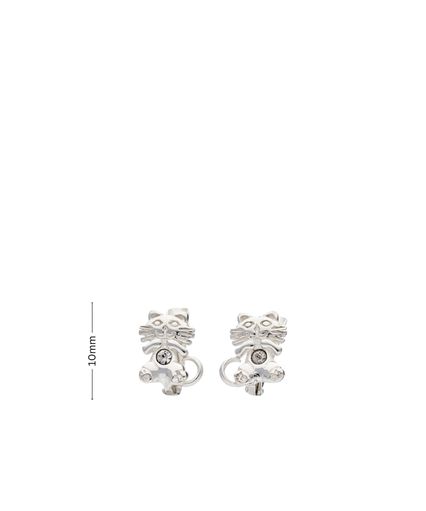 Sterling silver earrings with zircons "cat"