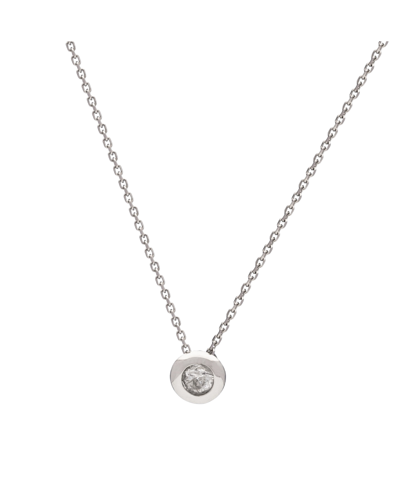 White gold chain with zirconium pendant
