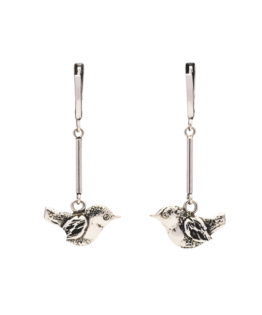 Sterling silver earrings with zircons "bird"