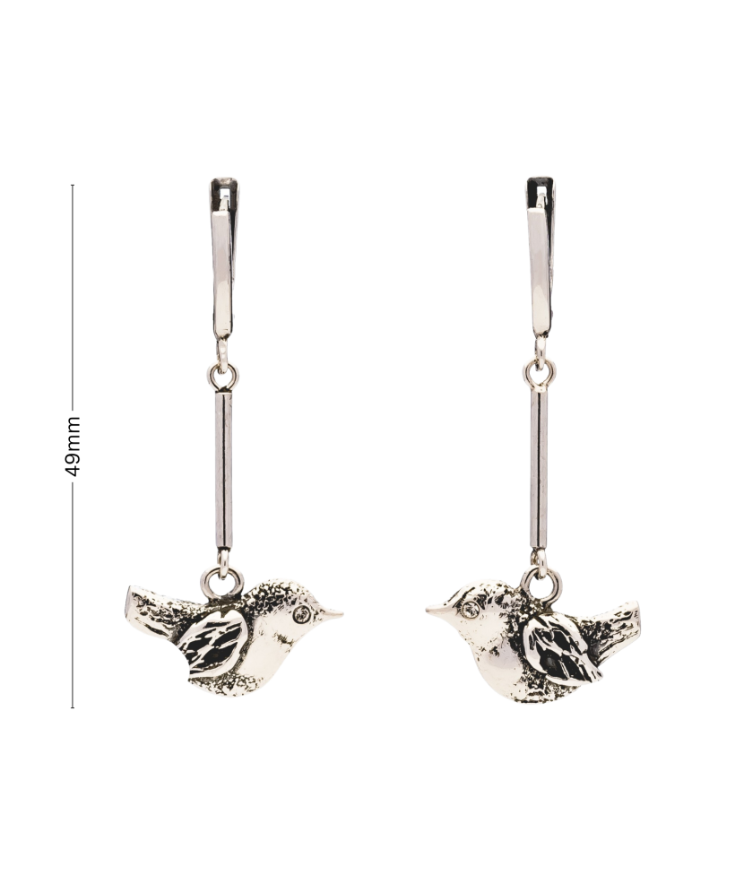 Sterling silver earrings with zircons "bird"