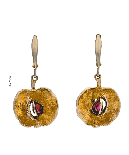 Sterling silver earrings with garnets "apple"