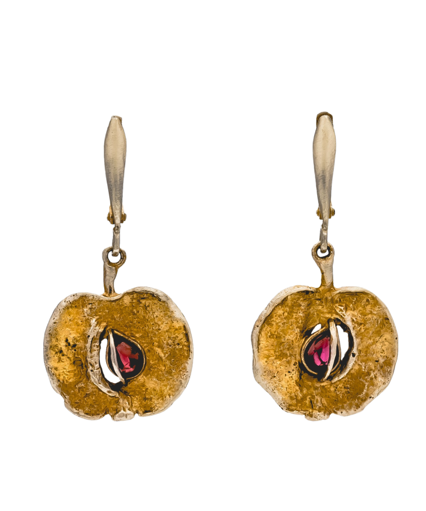 Sterling silver earrings with garnets "apple"