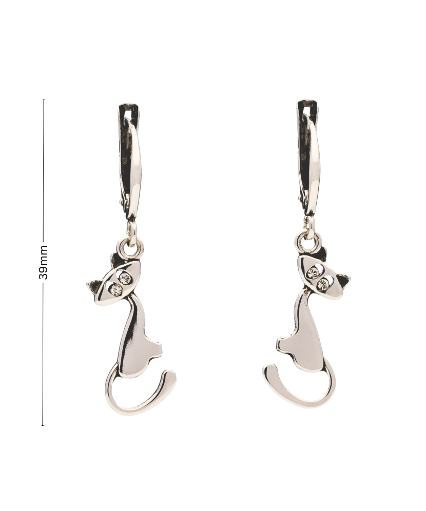 Sterling silver earrings with zircons "cat"