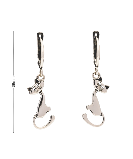 Sterling silver earrings with zircons "cat"