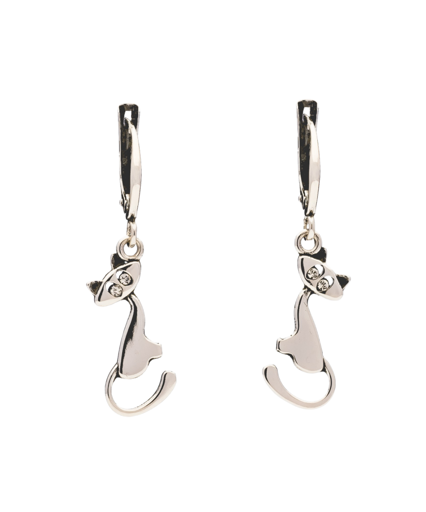 Sterling silver earrings with zircons "cat"