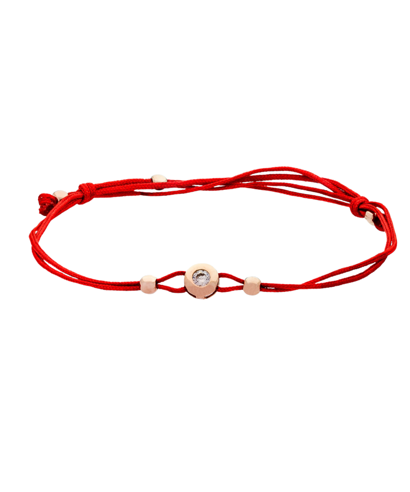 Red string bracelet with zirconium pendant