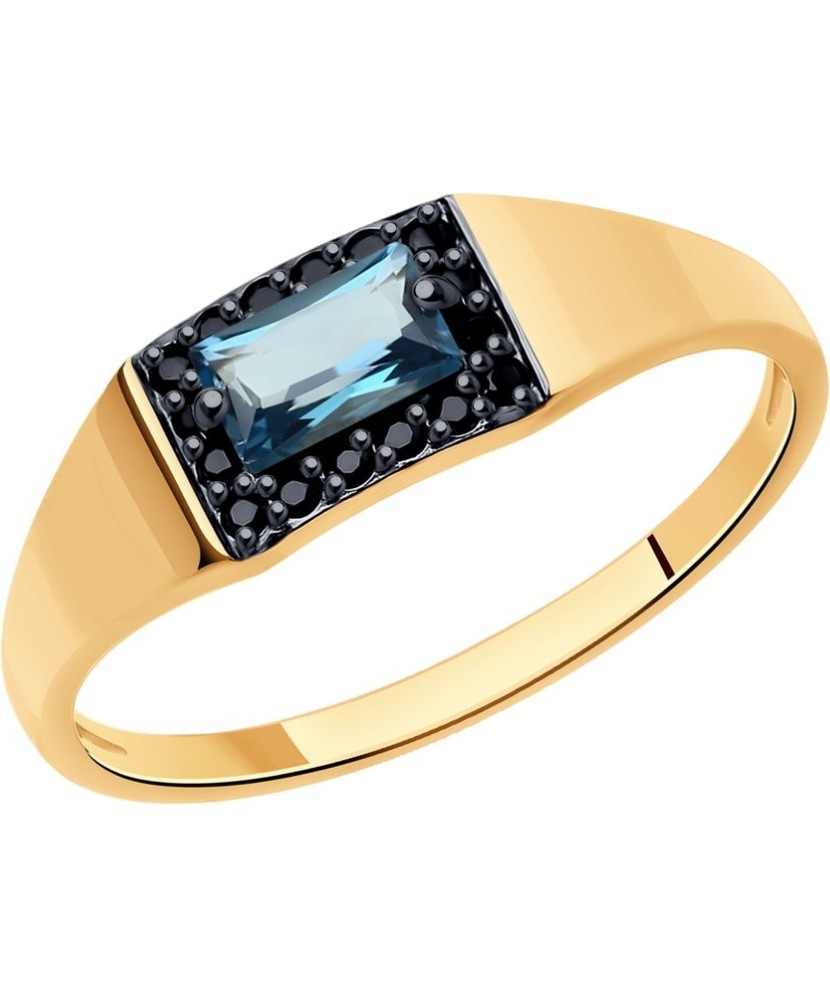 Gold ring with london topaz and zircons