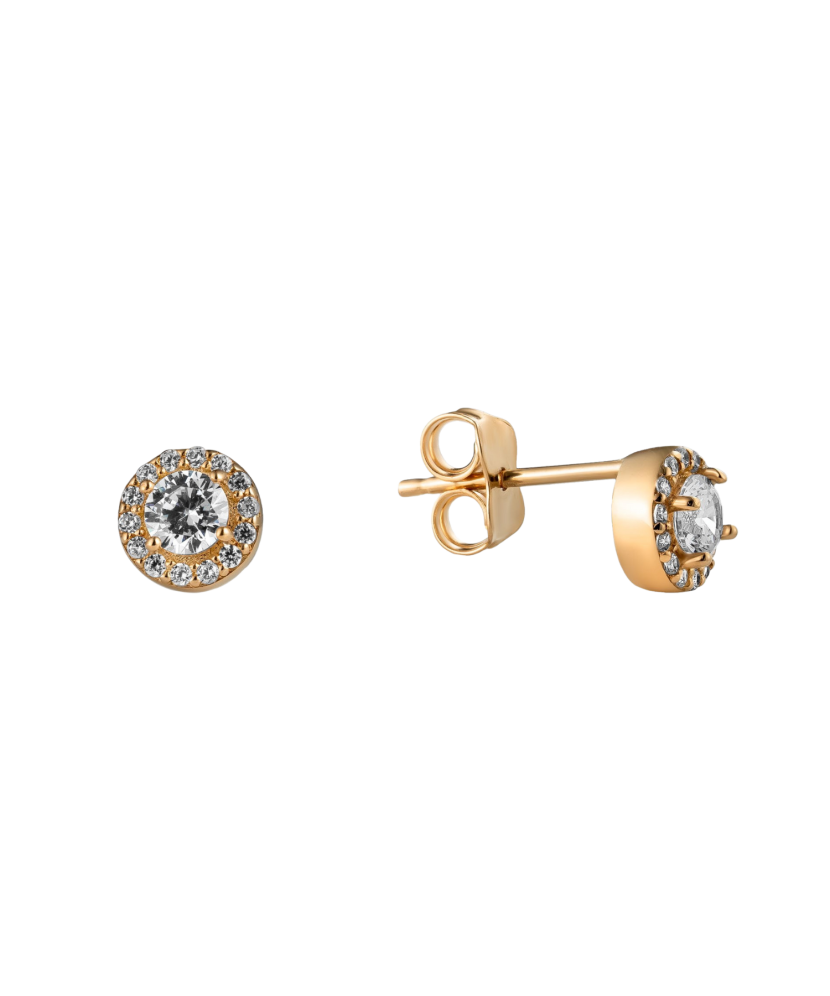 Gold earrings with zircons